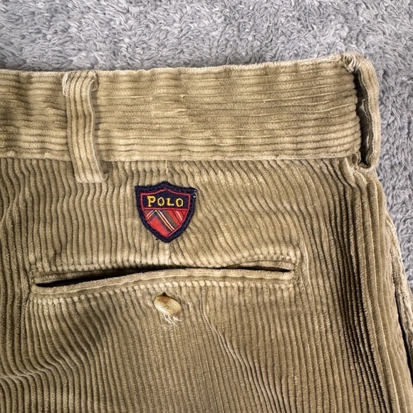 Vintage Polo Ralph Lauren Pants Mens 36x31 Corduroy 90s Chino Trouser Golf Crest - Picture 9 of 16